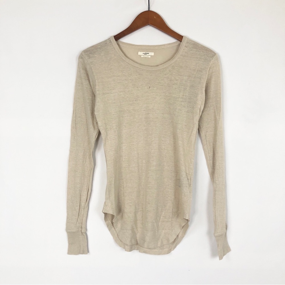 Isabel Etoile Marant Grifin Linen‎ Long Sleeve Shirt Tan Size XS